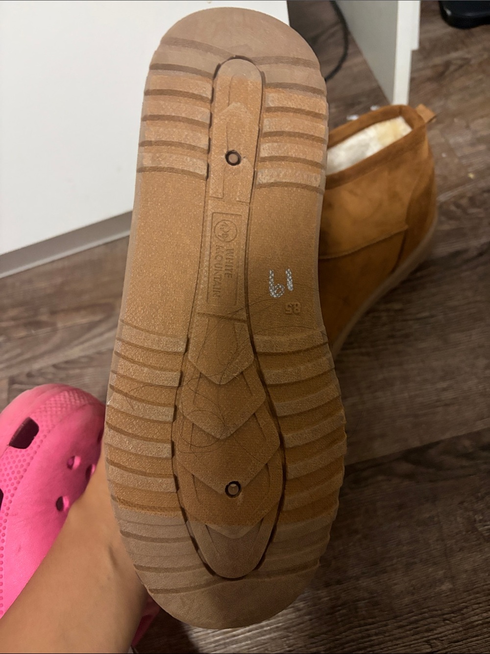 Marshalls Brown Suede Ankle Bootie with Shearling Trim